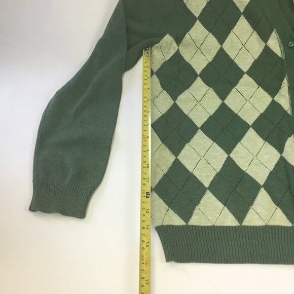 (NWT) Cherokee Green Argyle Button-up Sweater - Picture 9 of 11